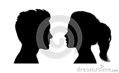 Man and woman face silhouette. Face to face icon â€“ vector Vector Illustration